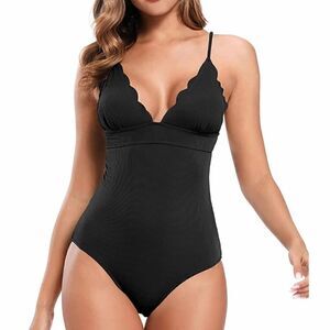 Shekini Scalloped Halter Swimsuit  